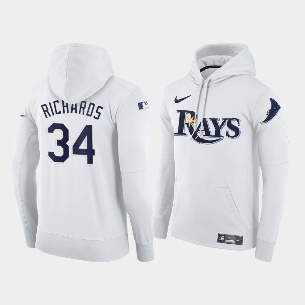 Men Tampa Bay Rays #34 Richards white home hoodie 2021 MLB Nike Jerseys